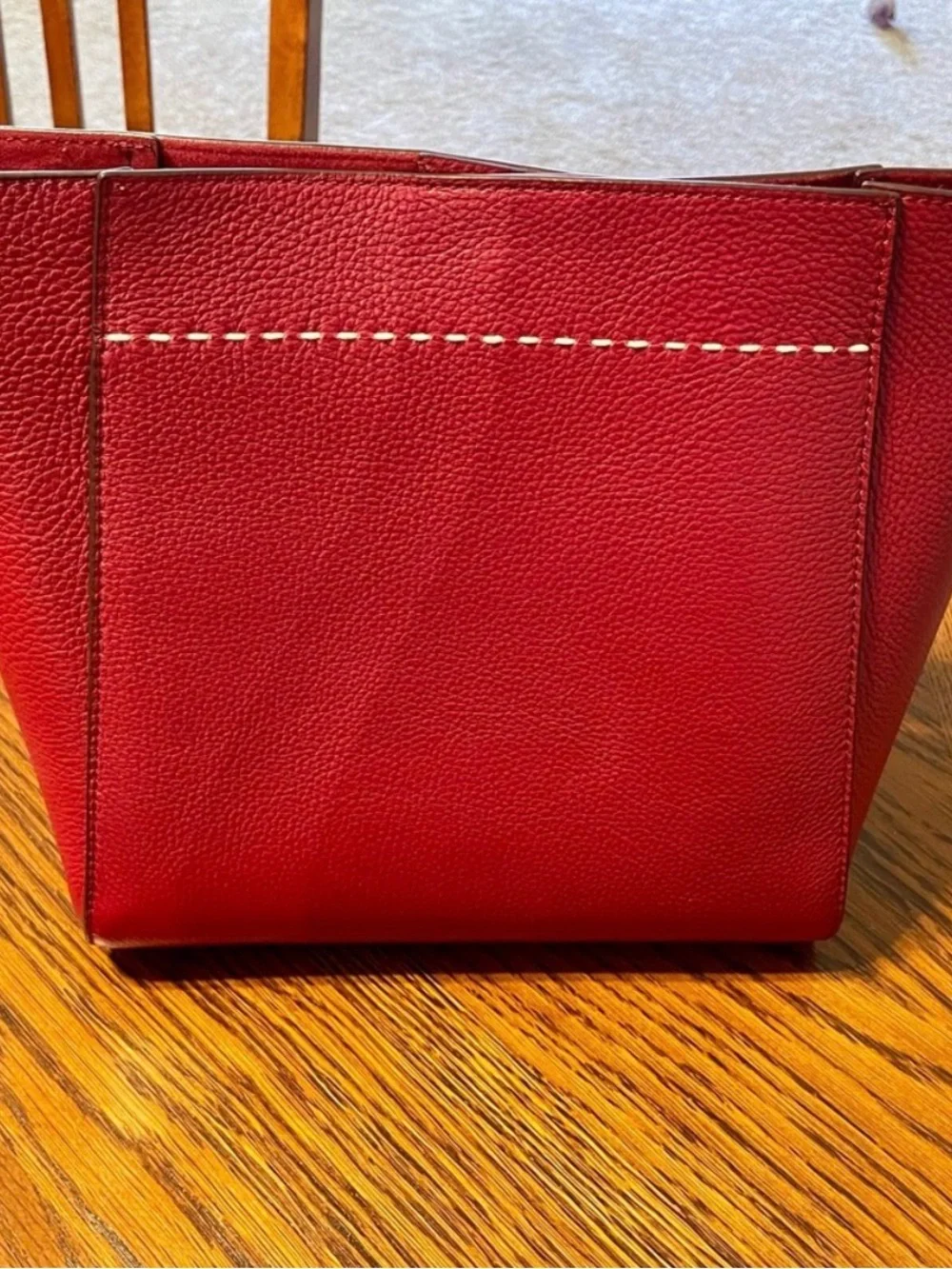 Classic Red Wine Leather Pebbled Shoulder Bag with Gold Accents